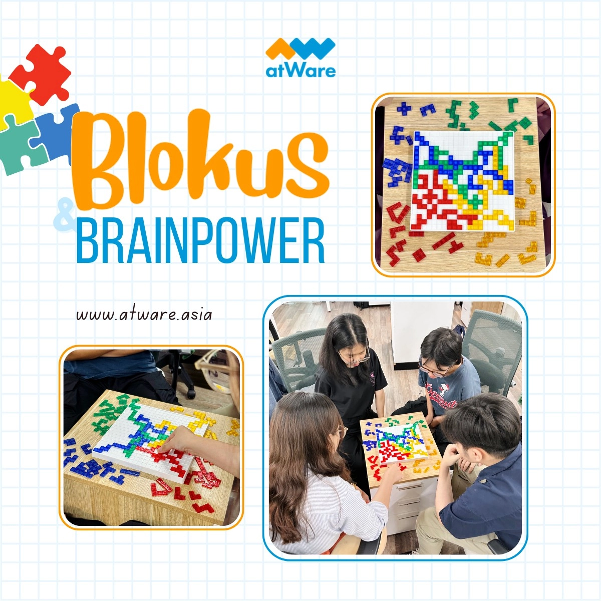 atWare Vietnam members playing Blokus - a true mind battle